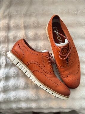 Cole Haan Orange Wingtip Zerøgrand Lace-Up Oxfords